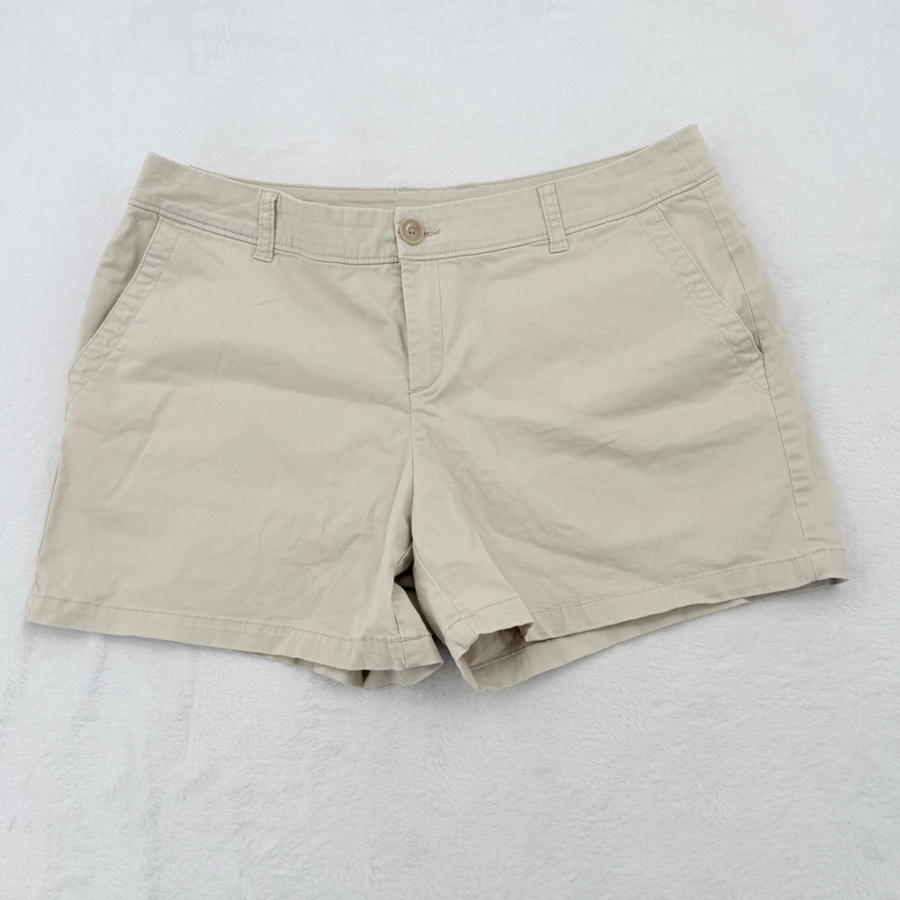 Liz Claiborne Shorts Women 14 Khaki Excellent Chino Mid Rise Stretch 85-10-074-B